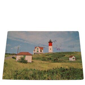 Postcard Nauset Lighthouse Orleans Cape Cod Massachusetts Chrome Posted